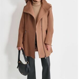 Very stylish & comfortable DKNY Tan Wool Trench Coats with zipper details NWT